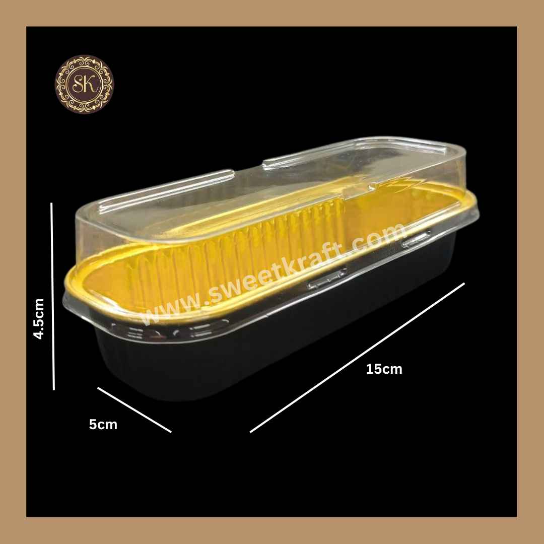 Rectangle Foil Container | Cake Container | Dessert Foil Containers | Alunimium Foil Container With Lid Cover | Color - Black | Pack Of -10pcs, 50pcs & 100pcs