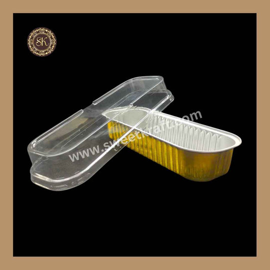 Rectangle Foil Container | Cake Container | Dessert Foil Containers | Alunimium Foil Container With Lid Cover | Color - Golden | Pack Of -10pcs, 50pcs & 100pcs