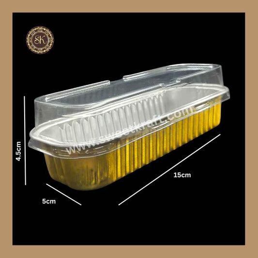 Rectangle Foil Container | Cake Container | Dessert Foil Containers | Alunimium Foil Container With Lid Cover | Color - Golden | Pack Of -10pcs, 50pcs & 100pcs