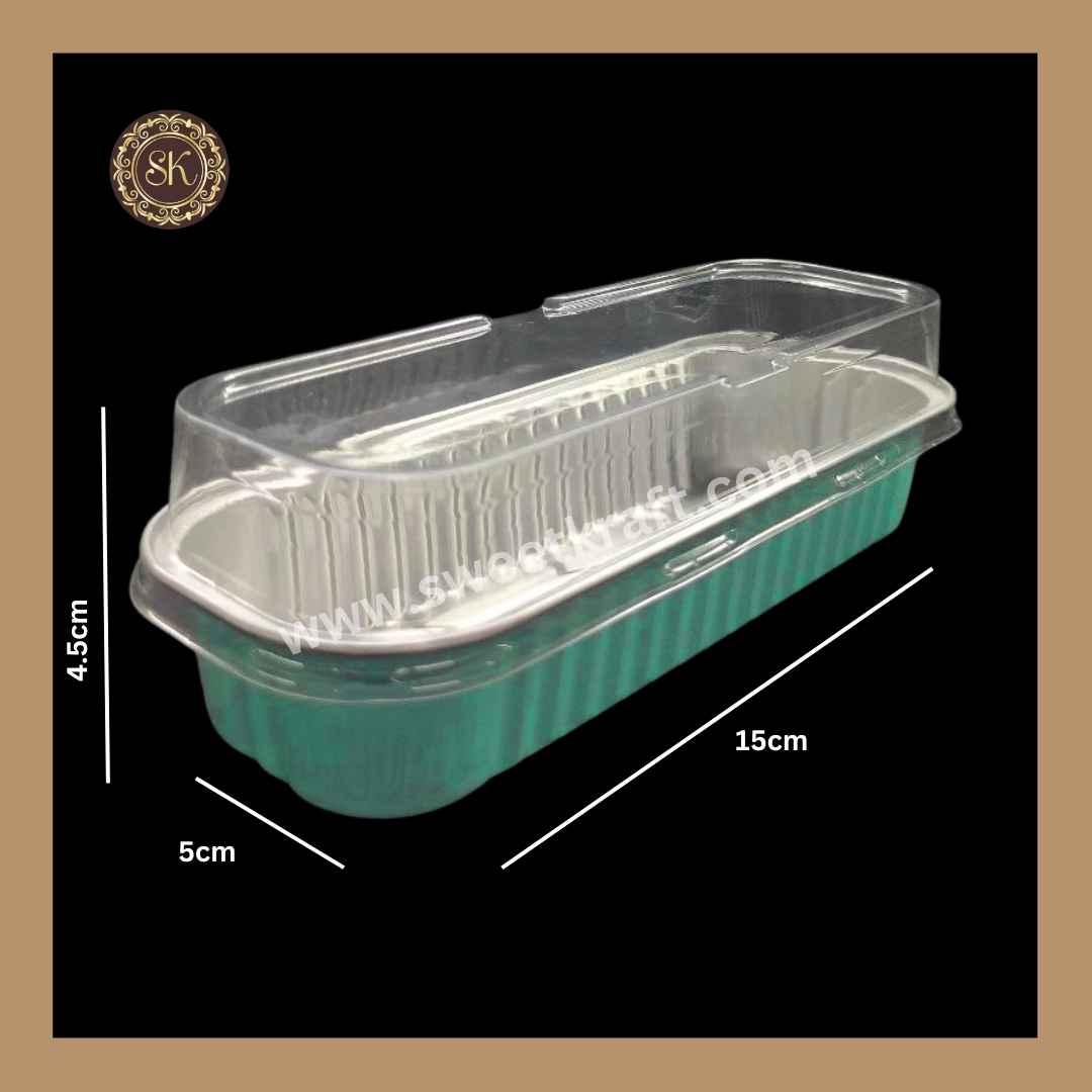 Rectangle Foil Container | Cake Container | Dessert Foil Containers | Alunimium Foil Container With Lid Cover | Color - Tiffany Blue | Pack Of -10pcs, 50pcs & 100pcs
