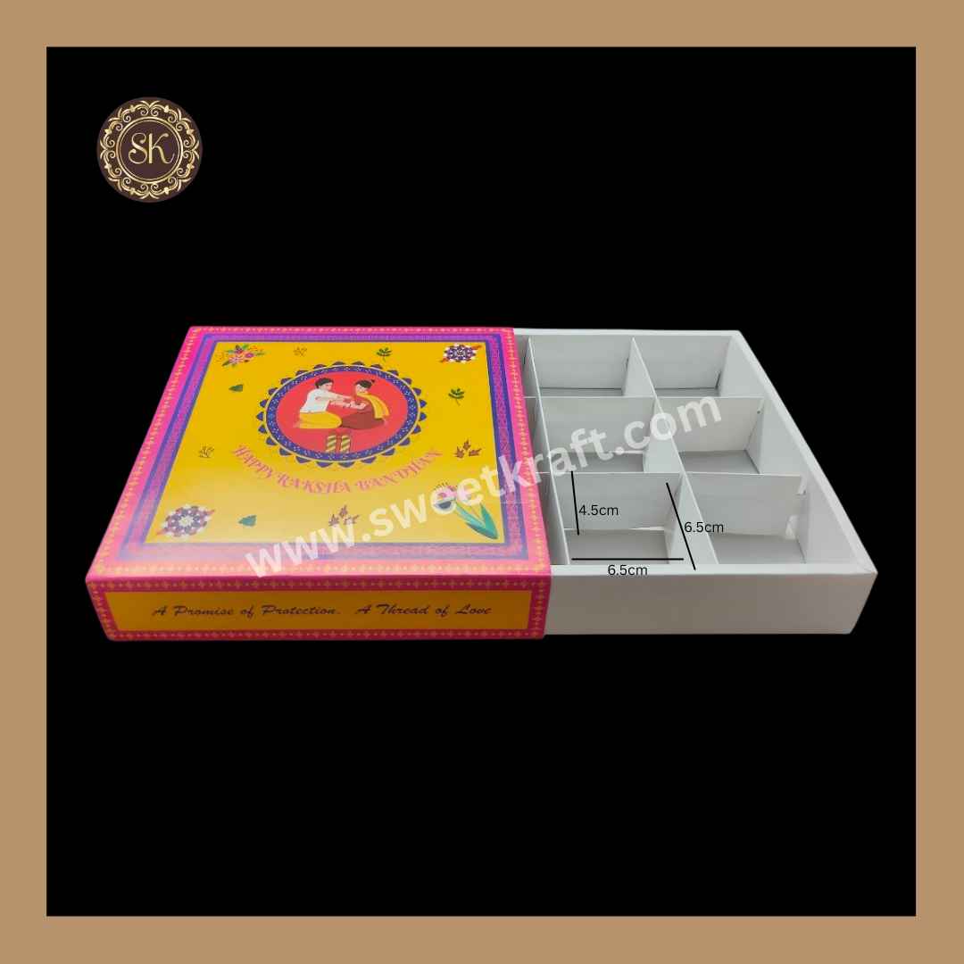 9 Cavity Hamper Box | Happy Raksha Bandhan Hamper Box |  Brownie Box | Yellow Colour | Pack Of 5pcs & 10pcs
