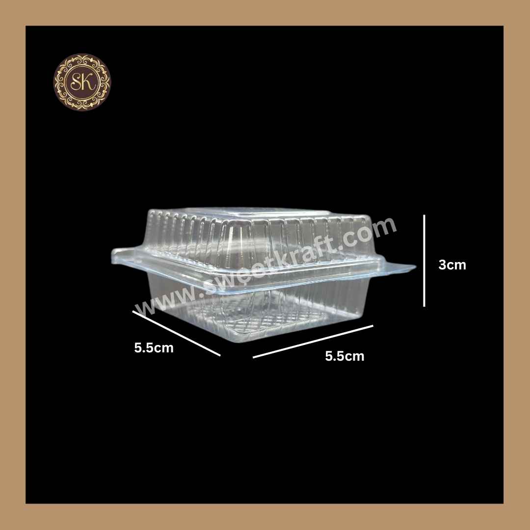 1 Mini Brownie Box (003-0606) | Transparent Brownie Box | Cake Box | Transparent - Pack of 10 Pieces