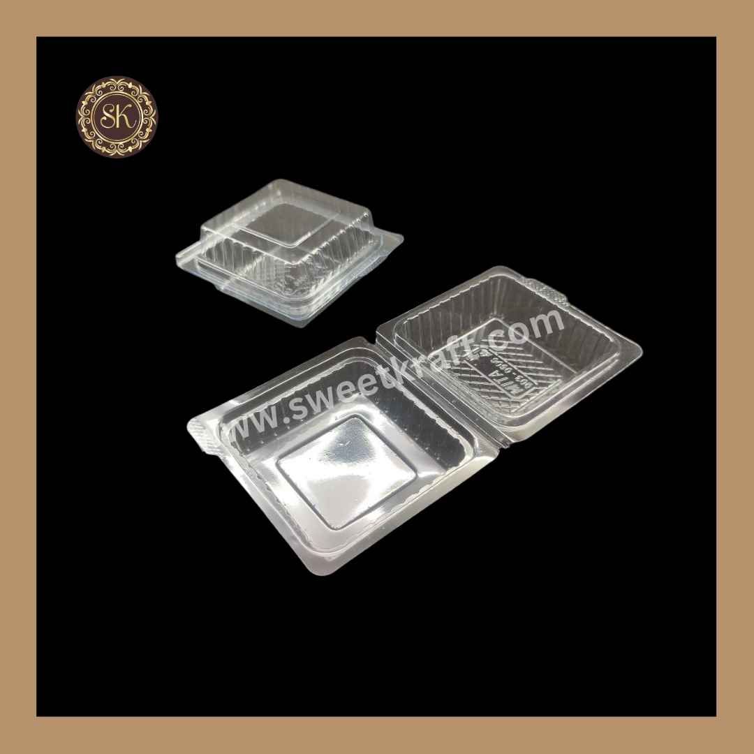 1 Mini Brownie Box (003-0606) | Transparent Brownie Box | Cake Box | Transparent - Pack of 10 Pieces