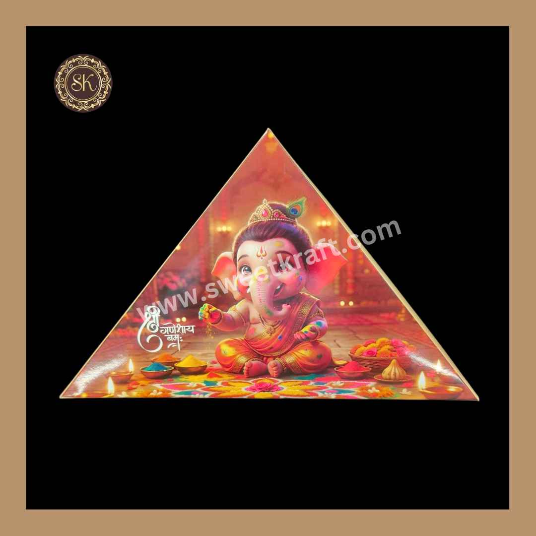11 Cavity Ganpati Triangle Box | Modak Box with Lid | Triangle Shape Modak Box | Orange Colour | Pack Of 5pcs & 10pcs