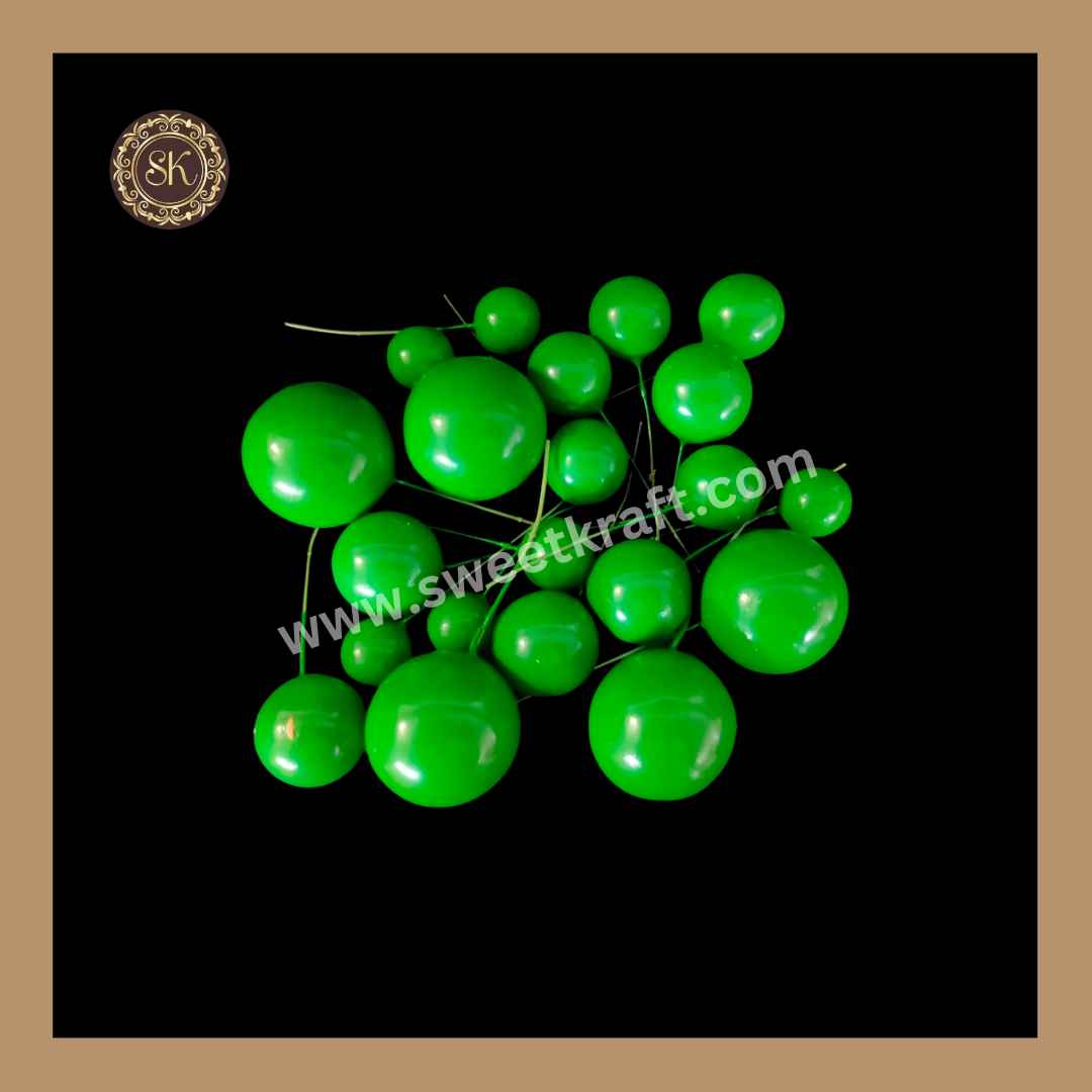 Faux Balls | Pearl Faux Balls | Cake Decoration item | Green - Pack of 20 Pieces.