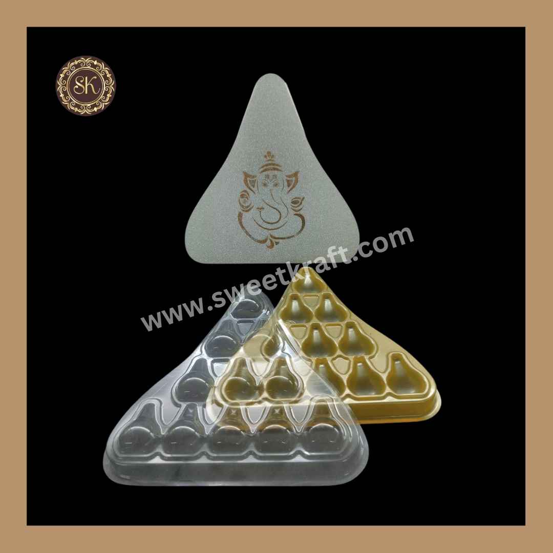 11 Cavity Silver Modak Box | Modak Shape Box | Modak Box Cavity Tray With Lid | Pack Of 5pcs & 10pcs