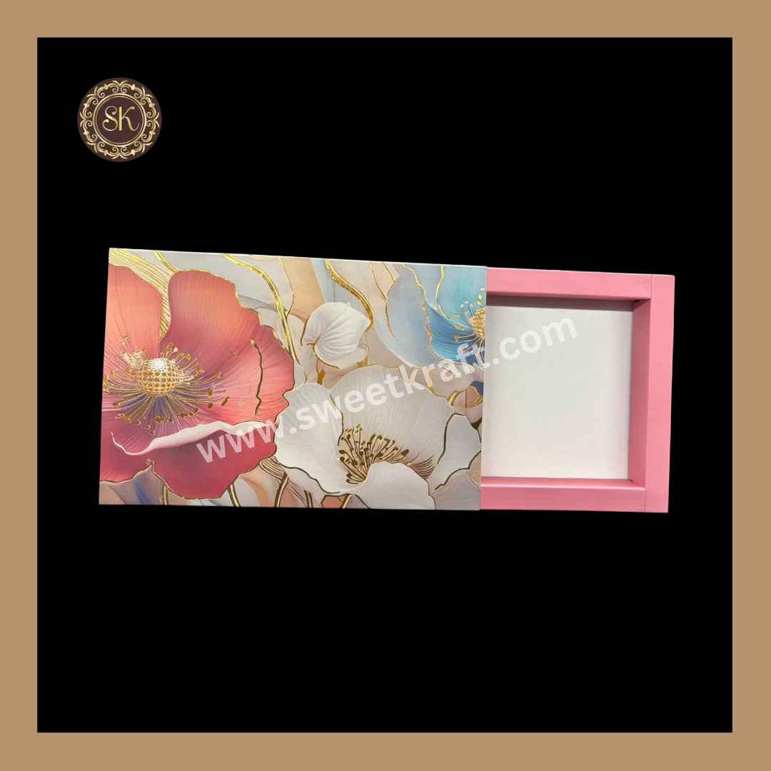 15 Cavity Floral Print Box | 15 Cavity Box | Chocolate Box | Gift Box | Mithai Box | Pink- (Only Box)