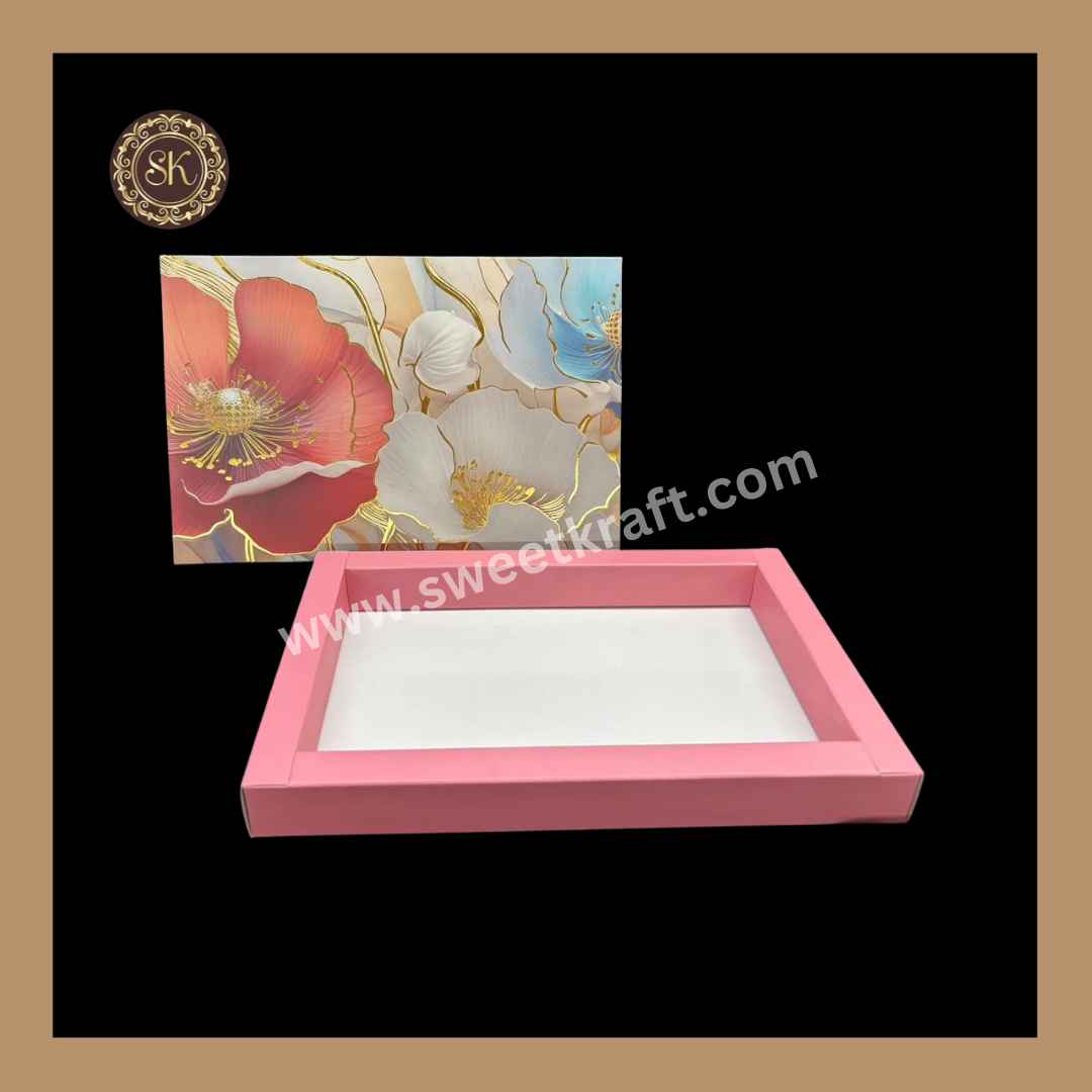 15 Cavity Floral Print Box | 15 Cavity Box | Chocolate Box | Gift Box | Mithai Box | Pink- (Only Box)