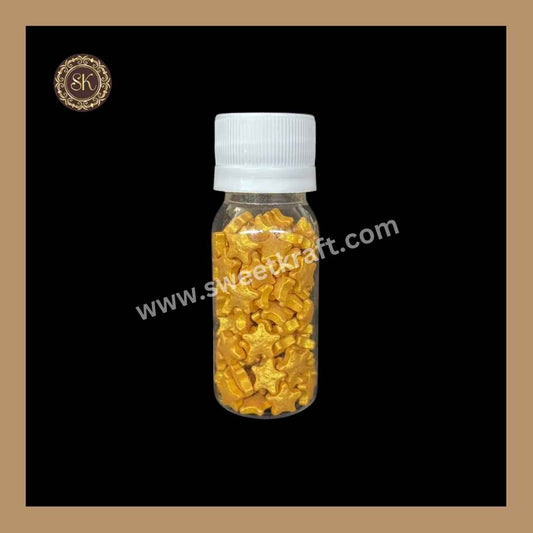 Fancy Candy | Star Sprinkles | Edible Cake Decoration Items | Cake Topping | Sprinkles For Cake Decoration | Golden Colour - Small Bottle (SP - 025)