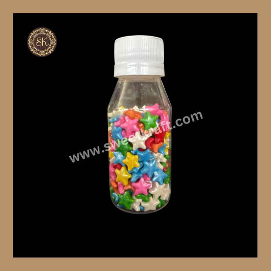 Fancy Candy | Star Sprinkles | Edible Cake Decoration Items | Cake Topping | Sprinkles For Cake Decoration | Multi Colour - Medium Bottle (SP - 028)