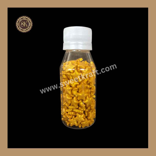 Fancy Candy | Star Sprinkles | Edible Cake Decoration Items | Cake Topping | Sprinkles For Cake Decoration | Golden Colour - Medium Bottle (SP - 030)