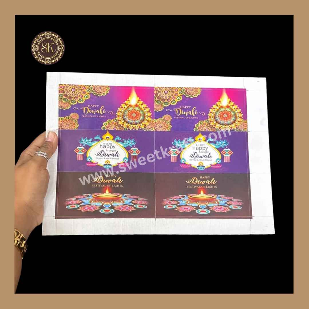 Happy Diwali Bar Sticker | Diwali Sticker | Chocolate Stickers | Cracker Stickers | Pack of 5sheets - (DS-002)
