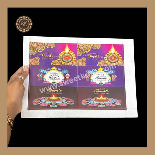 Happy Diwali Bar Sticker | Diwali Sticker | Chocolate Stickers | Cracker Stickers | Pack of 5sheets - (DS-002)