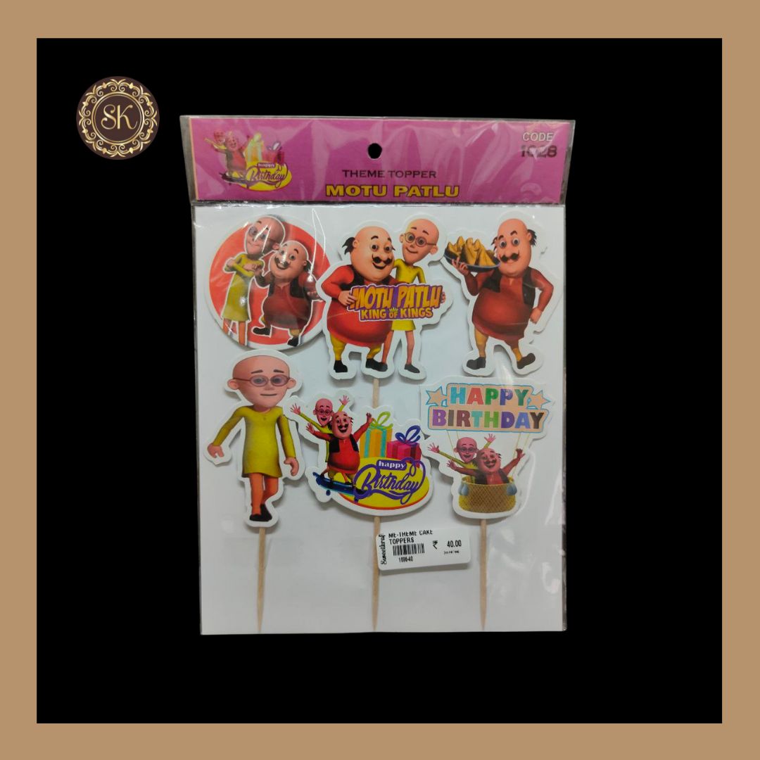 Theme Cake Toppers - 6pcs, Happy Birthday Cake Toppers | Party Cake Toppers | Motu Patlu Cake Toppers.(1028) Sweetkraft | Baking supplies