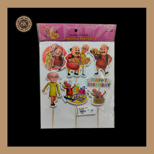 Theme Cake Toppers - 6pcs, Happy Birthday Cake Toppers | Party Cake Toppers | Motu Patlu Cake Toppers.(1028) Sweetkraft | Baking supplies