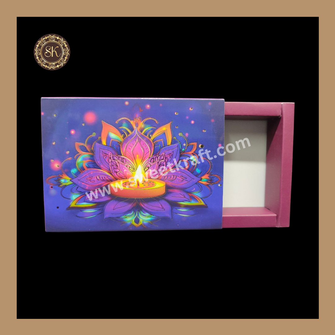 6 Cavity Diwali Box | Mithai Box | Happy Diwali | Golden Cavity Box | Chocolate Box | Gift Box | Multi Colour - (Only Box)
