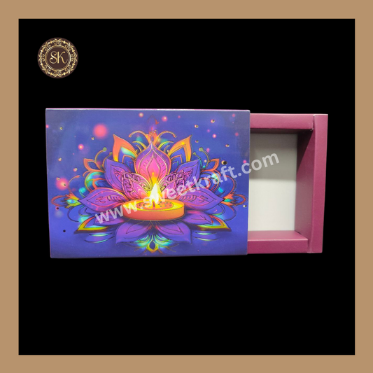 6 Cavity Diwali Box | Mithai Box | Happy Diwali | Golden Cavity Box | Chocolate Box | Gift Box | Multi Colour - (Only Box)