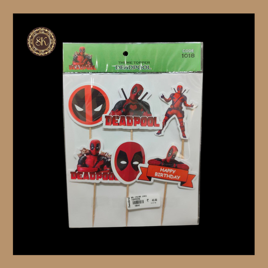 Theme Cake Toppers - 6pcs, Happy Birthday Cake Toppers | Party Cake Toppers | Deadpool Cake Toppers.(1018) Sweetkraft | Baking supplies