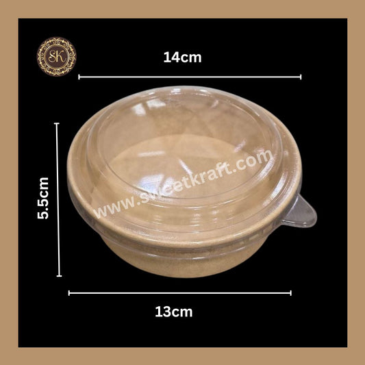 Kraft Salad Bowl With Lid Cover | Bowl Cake Box | Kraft Dessert Container | Kraft Paper Container Pack of 25pcs, 50pcs,and 100pcs