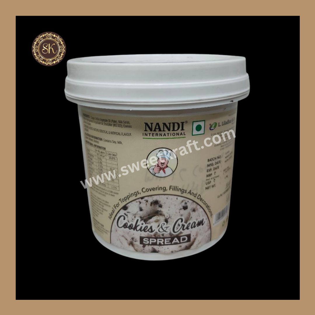 Cookies & Cream White Spread | Toppings | Covering | Fillings | Decorations | Nandi Brand - 1kg