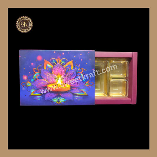 6 DC Diwali Box | Mithai Box | Happy Diwali | Golden Cavity Box | Chocolate Box | Gift Box | Multi Colour- (With Cavity & Lid Cover)