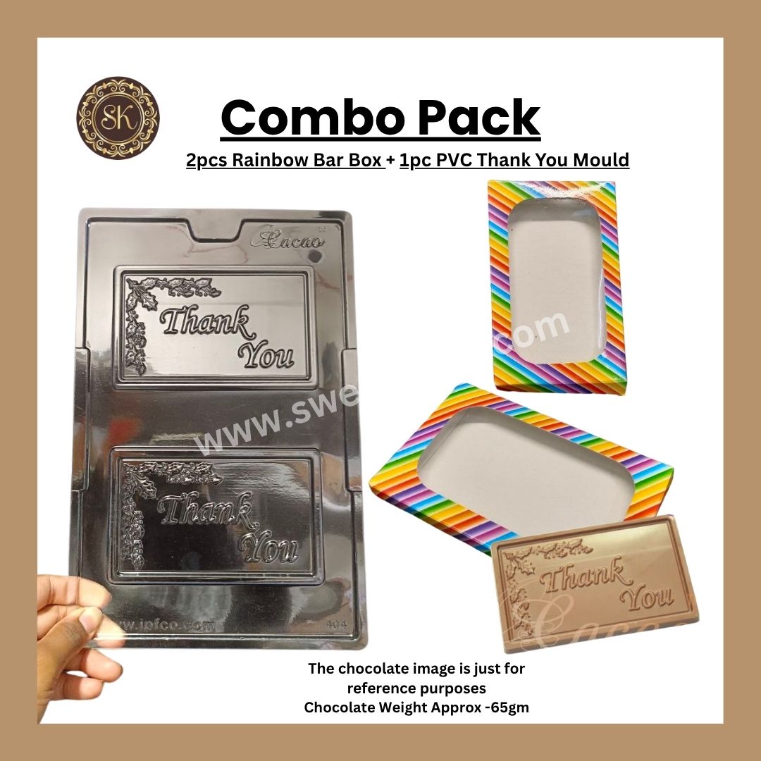 Rainbow Combo Pack | Thank You Bar Mould | Multi Colour Print Bar Box | PVC Bar Mould | Chocolate Mould