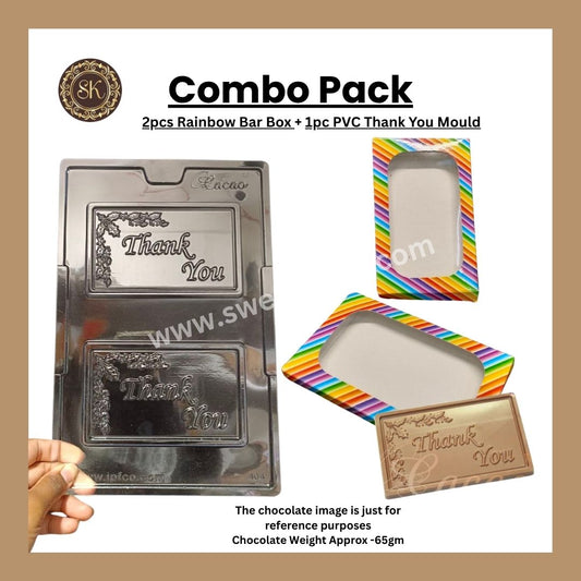 Rainbow Combo Pack | Thank You Bar Mould | Multi Colour Print Bar Box | PVC Bar Mould | Chocolate Mould