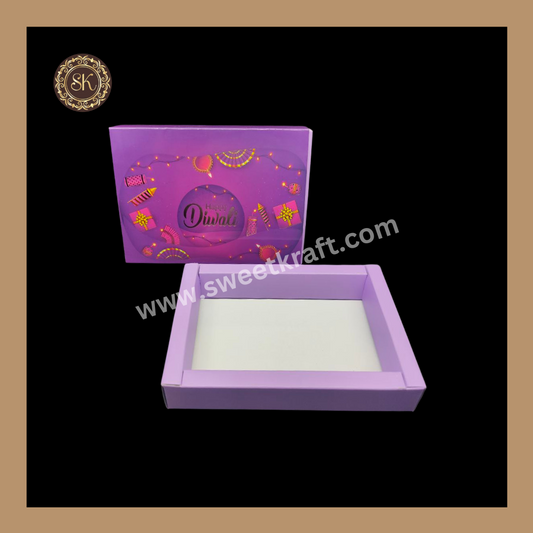 6 Cavity Diwali Box | Mithai Box | Happy Diwali | Golden Cavity Box | Chocolate Box | Gift Box | Purple- (Only Box)