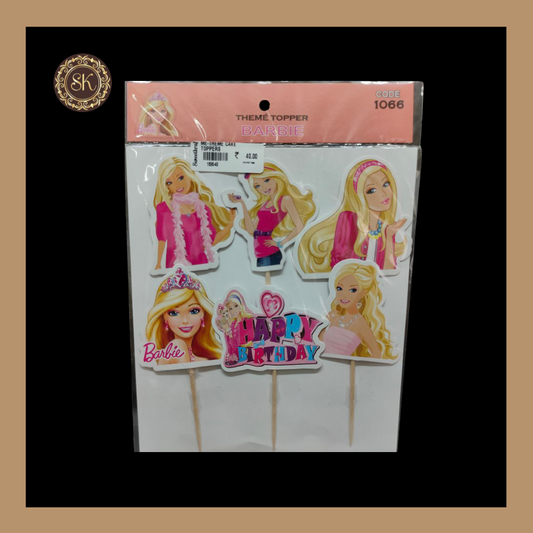 Theme Cake Toppers - 6pcs, Happy Birthday Cake Toppers | Party Cake Toppers | Barbie Doll Cake Toppers.1066 Sweetkraft | Baking supplies