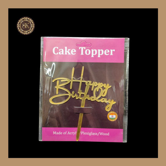 Happy Birthday Cake Topper | Acrylic Cake Topper | Cake Topper 4 inch | Pack of 5 - Golden Colour (T.No.041)