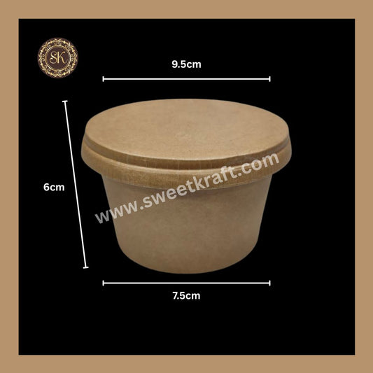 Mini Kraft Salad Bowl With Paper Lid Cover | Kraft Paper Container | 250ml | Pack of 25pcs, 50pcs,and 100pcs