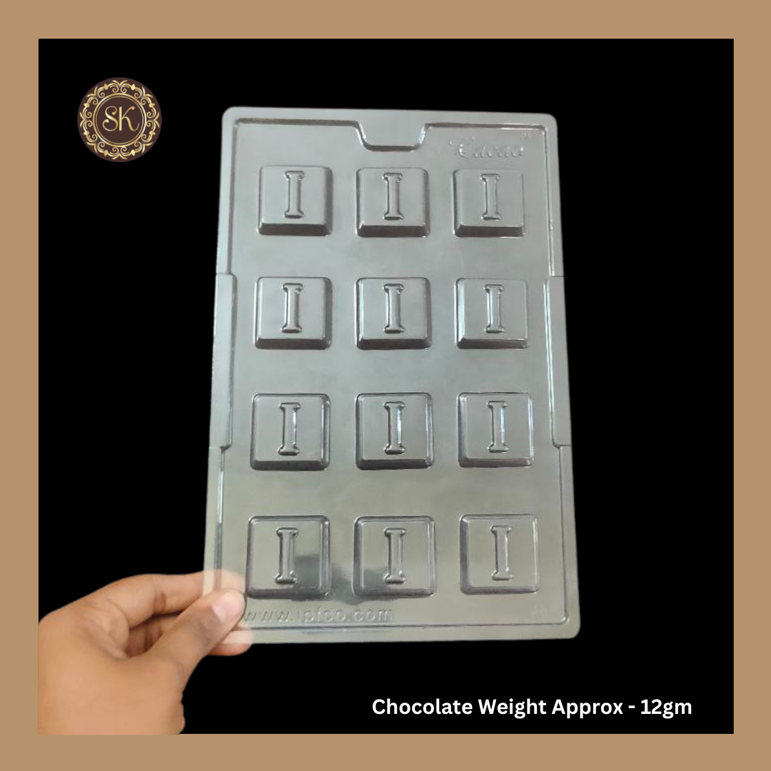 Plastic chocolate mould | Cacao | I Alphabet Mould | ILU Box | Plastic Mold | Plastic molds  (PM-308)