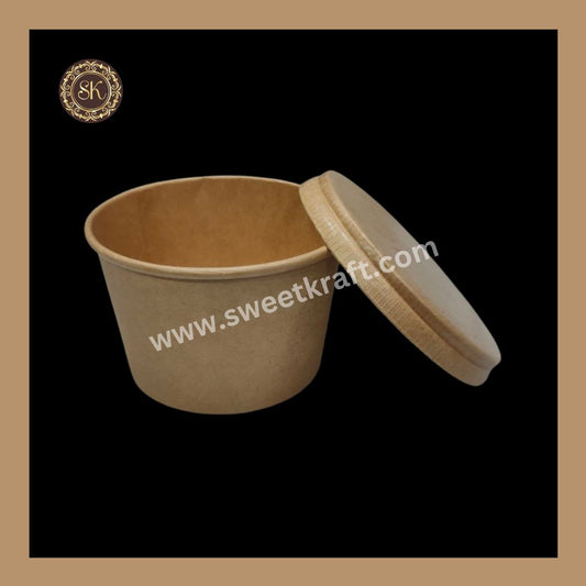 Mini Kraft Salad Bowl With Paper Lid Cover | Kraft Paper Container | 250ml | Pack of 25pcs, 50pcs,and 100pcs