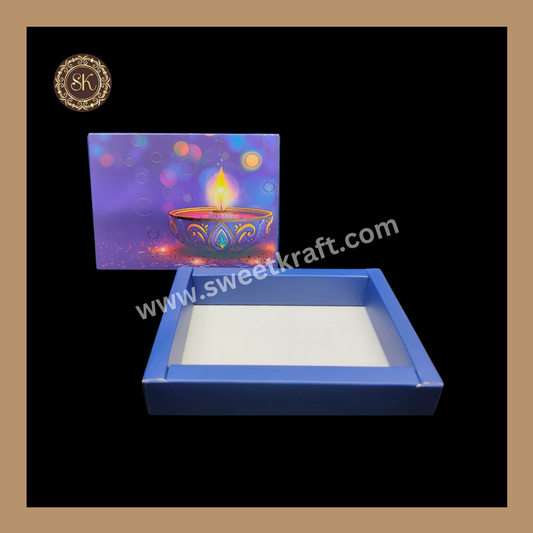 6 Cavity Diwali Box | Mithai Box | Happy Diwali | Golden Cavity Box | Chocolate Box | Gift Box | Blue Colour - (Only Box)