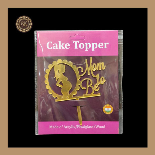 Mom To Be Cake Topper | Acrylic Cake Topper | Cake Topper 4 inch | Pack of 5 - Golden Colour (T.No.046)