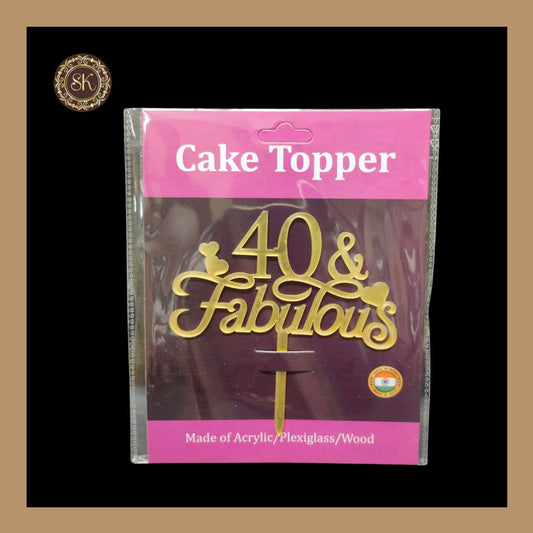 40 & Fabulous  Cake Topper | Acrylic Cake Topper | Cake Topper 4 inch | Pack of 5 - Golden Colour (T.No.052)