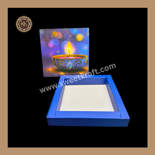 9 Cavity Diwali Box | Mithai Box | Happy Diwali | Golden Cavity Box | Chocolate Box | Gift Box | Blue Colour - (Only Box)