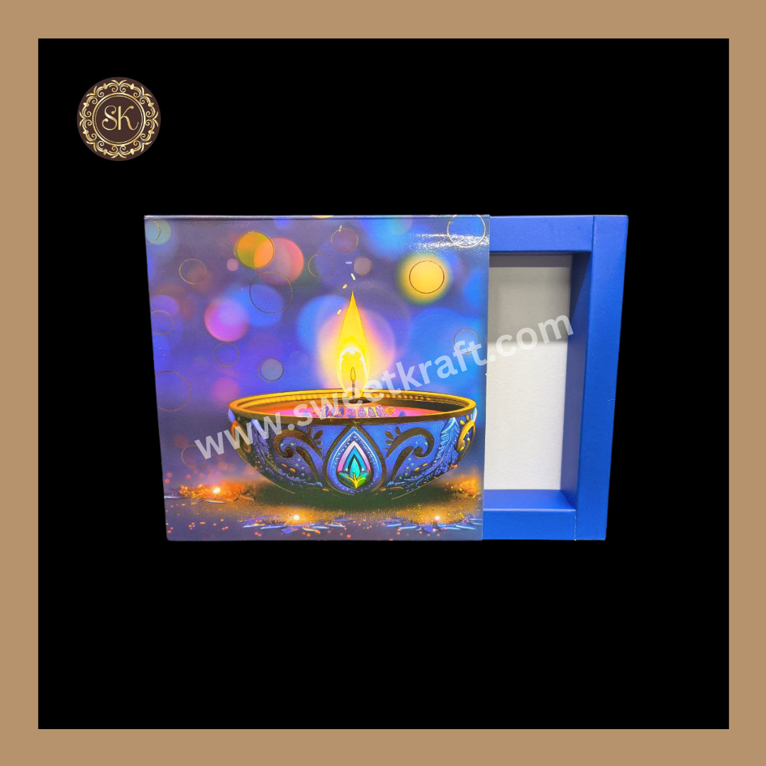 9 Cavity Diwali Box | Mithai Box | Happy Diwali | Golden Cavity Box | Chocolate Box | Gift Box | Blue Colour - (Only Box)