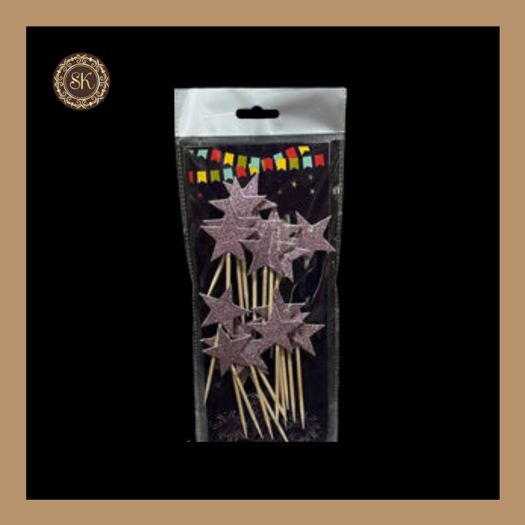 Star Glitter Toothpick Cake Toppers | Paper Cake Topper | Cake Toppers | Purple Colour (TP.No.003)