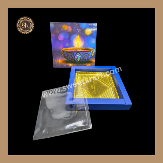 9 Combo Diwali Box | Mithai Box | Happy Diwali | Golden Cavity Box | Chocolate Box | Gift Box | Blue Colour - (With Cavity & Lid Cover)