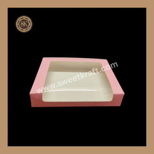 6 Pink Brownie L-Shaped Window Box | Window Brownie Box | Brownie box Sweetkraft | Baking supplies