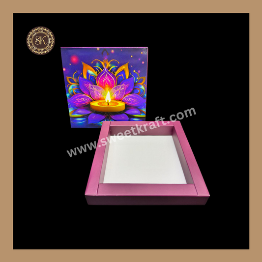 9 Cavity Diwali Box | Mithai Box | Happy Diwali | Golden Cavity Box | Chocolate Box | Gift Box | Multi Colour - (Only Box)