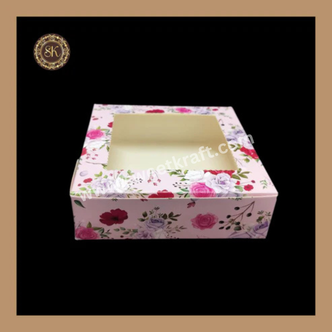 4 Floral Brownie Box | Printed Brownie Box | Pink Brownie box Sweetkraft | Baking supplies