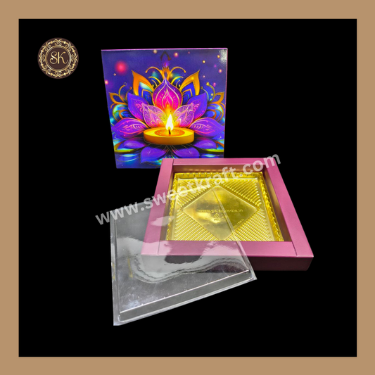 9 Combo Diwali Box | Mithai Box | Happy Diwali | Golden Cavity Box | Chocolate Box | Gift Box | Multi Colour - (With Cavity & Lid Cover)