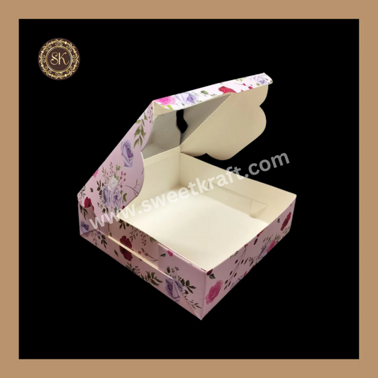 4 Floral Brownie Box | Printed Brownie Box | Pink Brownie box Sweetkraft | Baking supplies