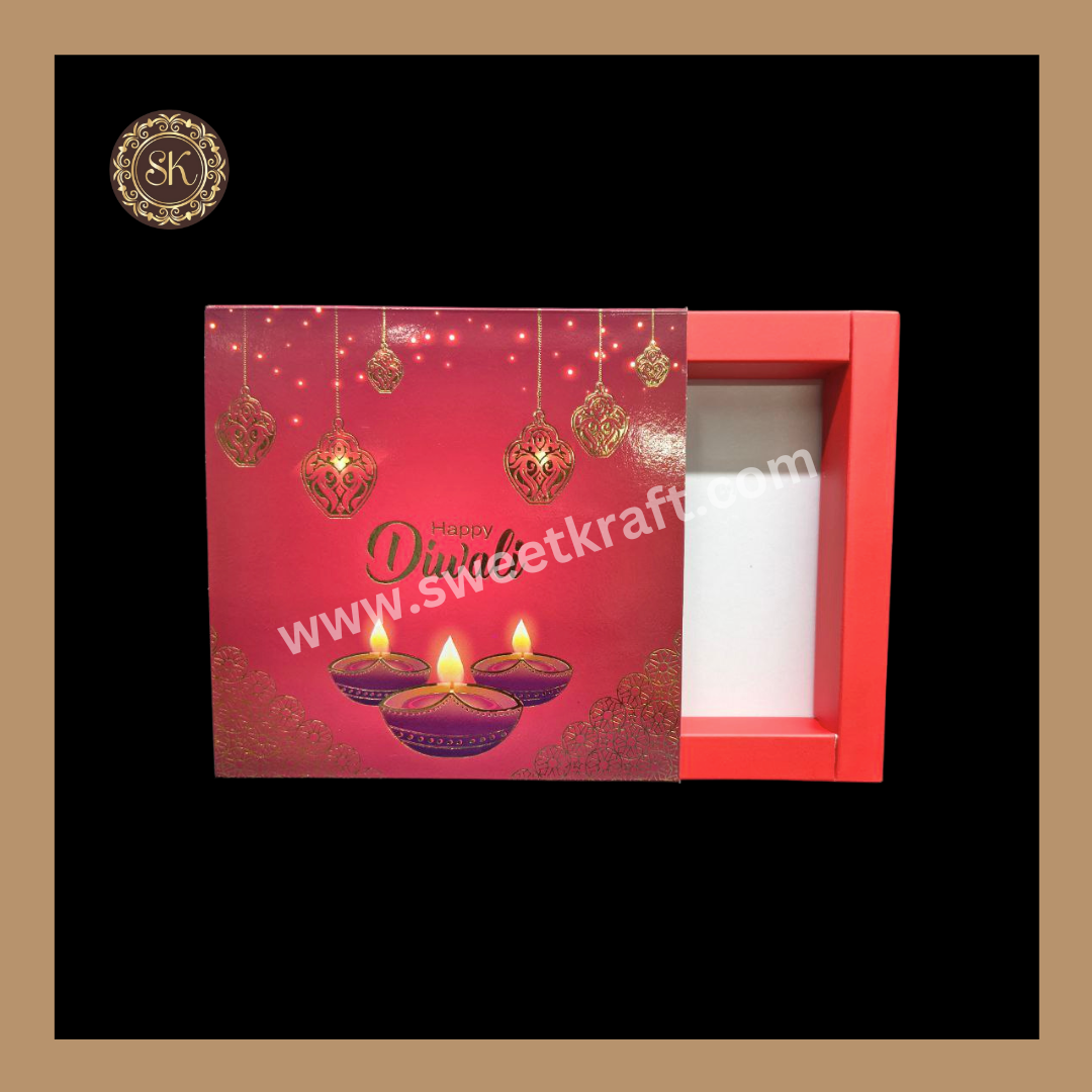 9 Cavity Diwali Box | Mithai Box | Happy Diwali | Golden Cavity Box | Chocolate Box | Gift Box | Red Colour - (Only Box)
