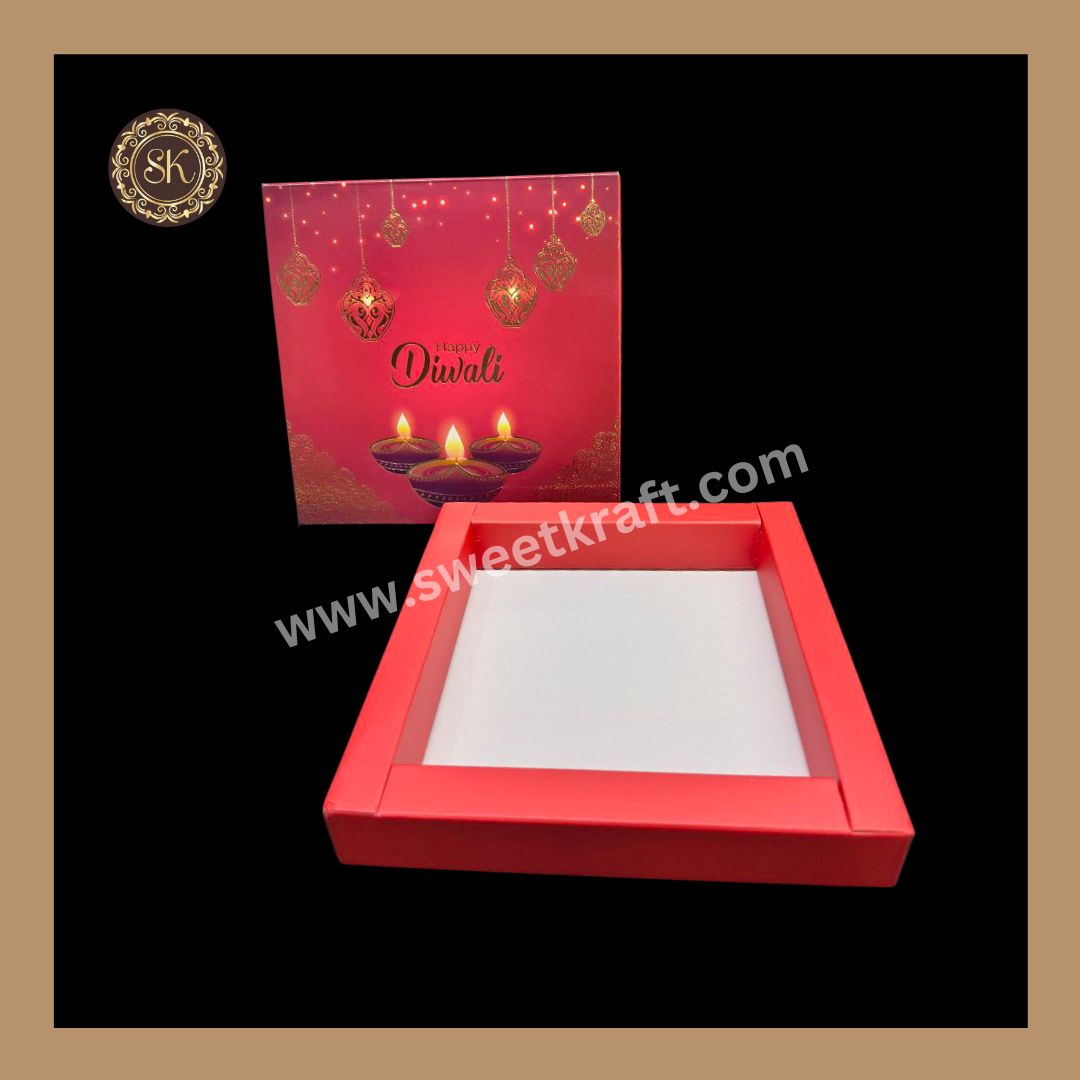 9 Cavity Diwali Box | Mithai Box | Happy Diwali | Golden Cavity Box | Chocolate Box | Gift Box | Red Colour - (Only Box)