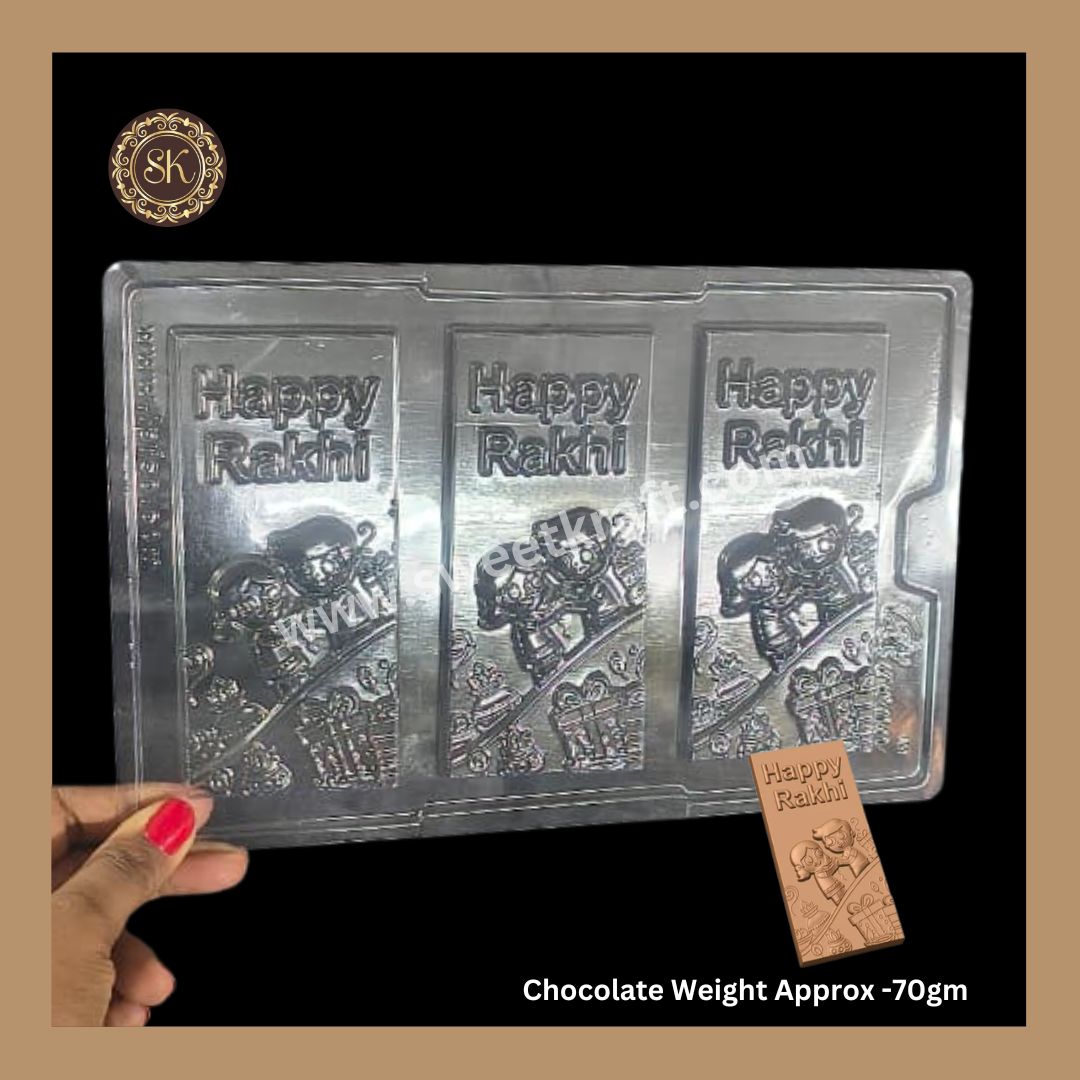 Plastic chocolate mould | Cacao | Happy Rakhi Mould | Bar Mould | Plastic molds (PM-393)
