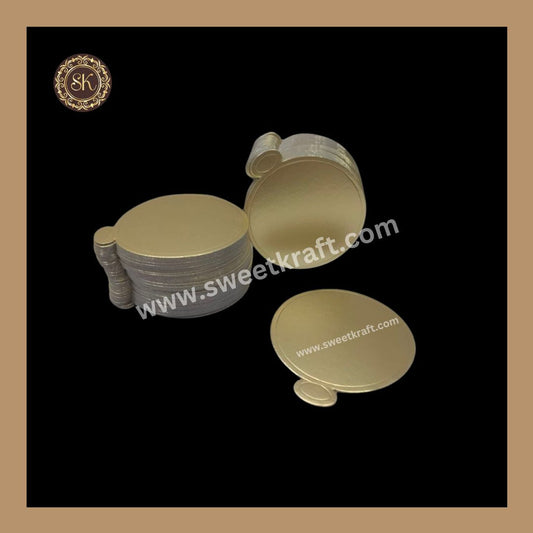 Round Pastry Base | Cake Base |  Pastry Board  | Golden (Pack of 100pcs) Sweetkraft | Baking supplies