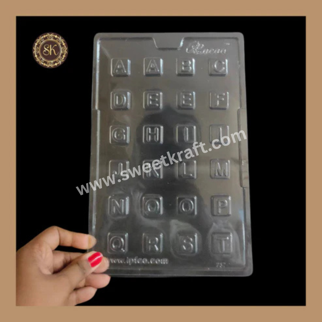 Plastic chocolate mould | Cacao | Alphabet Mold | Plastic Mold | Plastic molds  (PM-235) Sweetkraft | Baking supplies